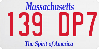 MA license plate 139DP7