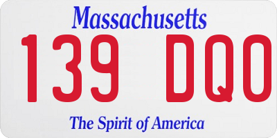 MA license plate 139DQ0