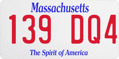 MA license plate 139DQ4