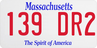 MA license plate 139DR2