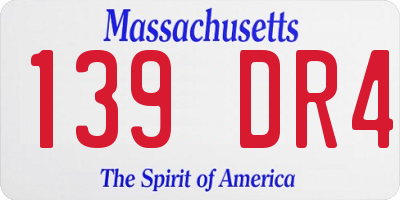 MA license plate 139DR4