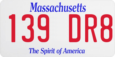 MA license plate 139DR8
