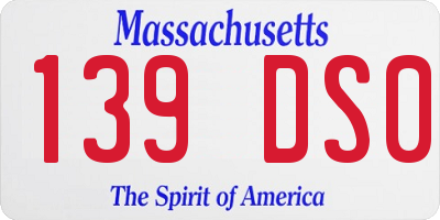 MA license plate 139DS0