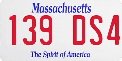 MA license plate 139DS4