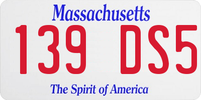 MA license plate 139DS5