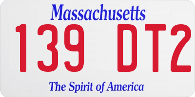 MA license plate 139DT2