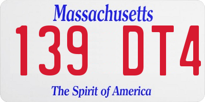 MA license plate 139DT4