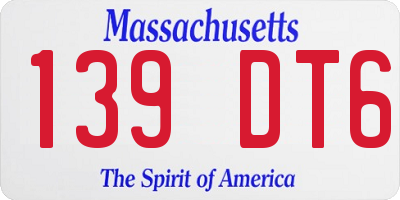 MA license plate 139DT6