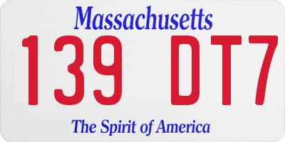 MA license plate 139DT7
