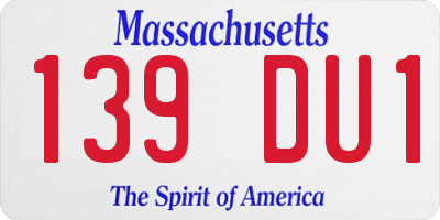 MA license plate 139DU1