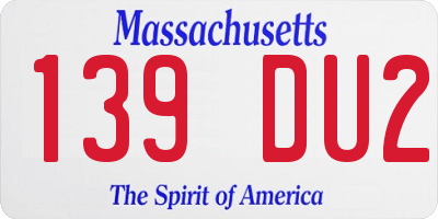 MA license plate 139DU2