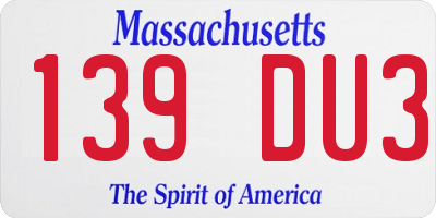 MA license plate 139DU3