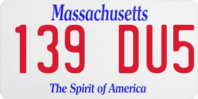 MA license plate 139DU5