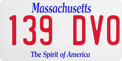 MA license plate 139DV0