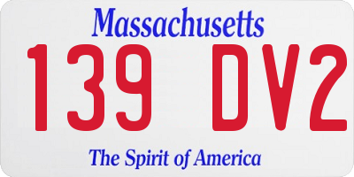MA license plate 139DV2