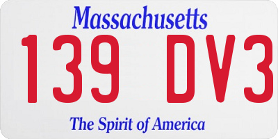 MA license plate 139DV3