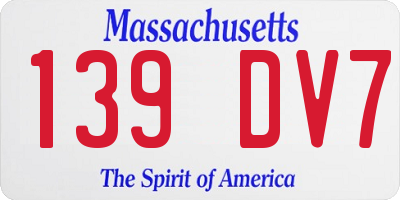 MA license plate 139DV7
