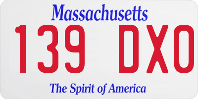 MA license plate 139DX0