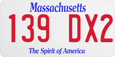 MA license plate 139DX2