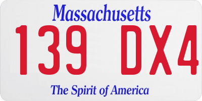 MA license plate 139DX4