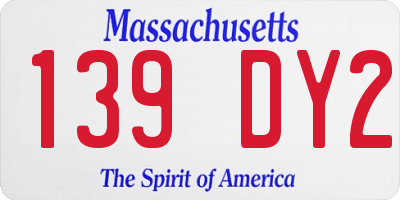 MA license plate 139DY2