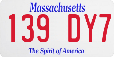 MA license plate 139DY7