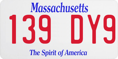 MA license plate 139DY9