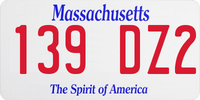 MA license plate 139DZ2