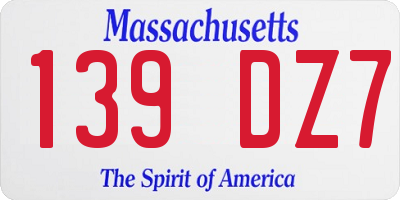 MA license plate 139DZ7