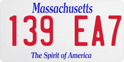 MA license plate 139EA7