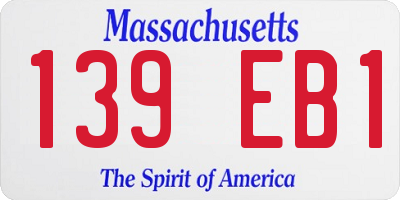 MA license plate 139EB1
