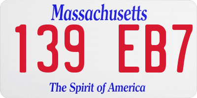MA license plate 139EB7