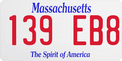 MA license plate 139EB8