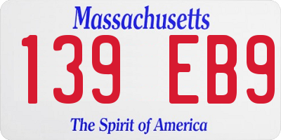 MA license plate 139EB9