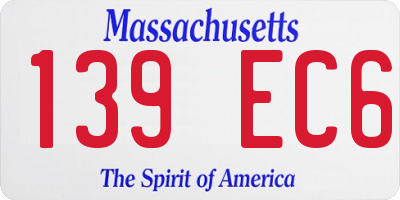 MA license plate 139EC6