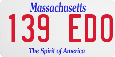 MA license plate 139ED0