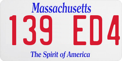 MA license plate 139ED4