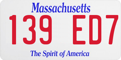 MA license plate 139ED7