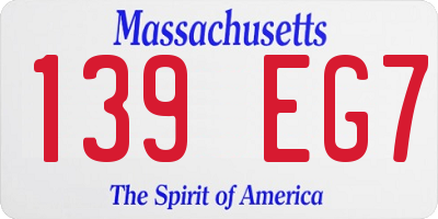 MA license plate 139EG7