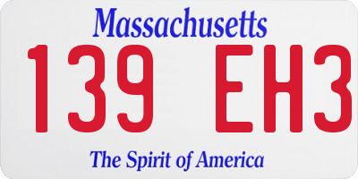 MA license plate 139EH3