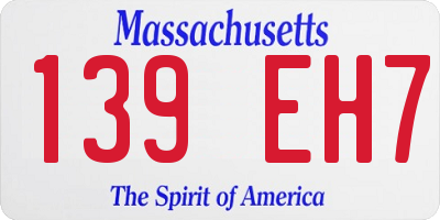 MA license plate 139EH7