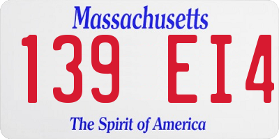 MA license plate 139EI4