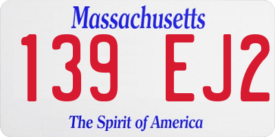 MA license plate 139EJ2