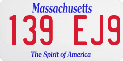 MA license plate 139EJ9