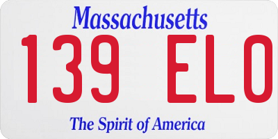 MA license plate 139EL0
