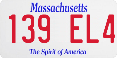 MA license plate 139EL4