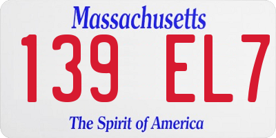 MA license plate 139EL7