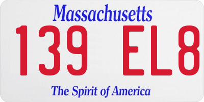MA license plate 139EL8