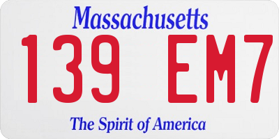 MA license plate 139EM7