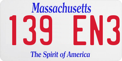 MA license plate 139EN3